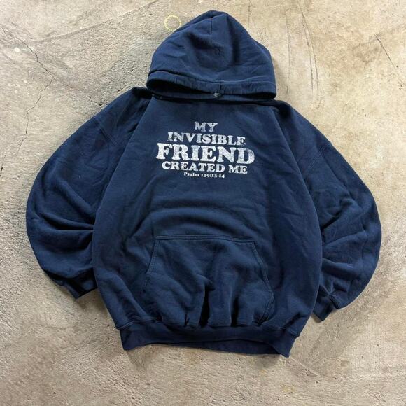 Vintage VTG Y2K Jesus My Invisible Friend Graphic Hoodie - Picture 1 of 8
